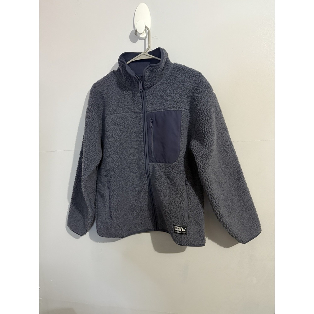 Eddie Bauer Sherpa Fleece Jacket Womens S Navy Blue‎ Full Zip Lined Outdoor Cozy
